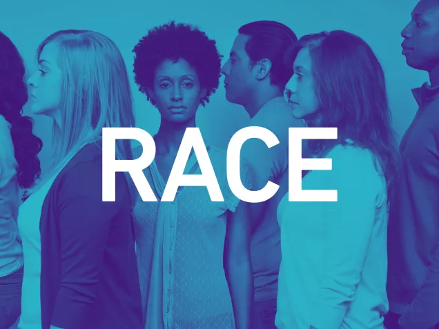 Photo of Diverse Group of People with the word \"Race\" in front of them.