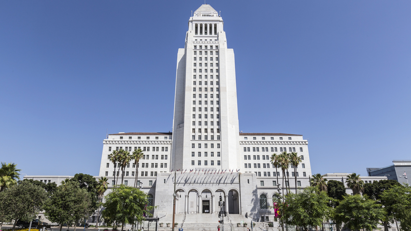 Los Angeles City Hall view from front steps