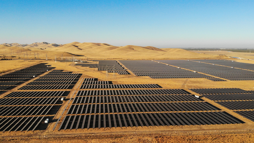 Solar panel farm in desert